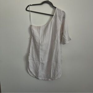 Abercrombie & Fitch White One-Shoulder Mini Beach Cover Up-Size Large